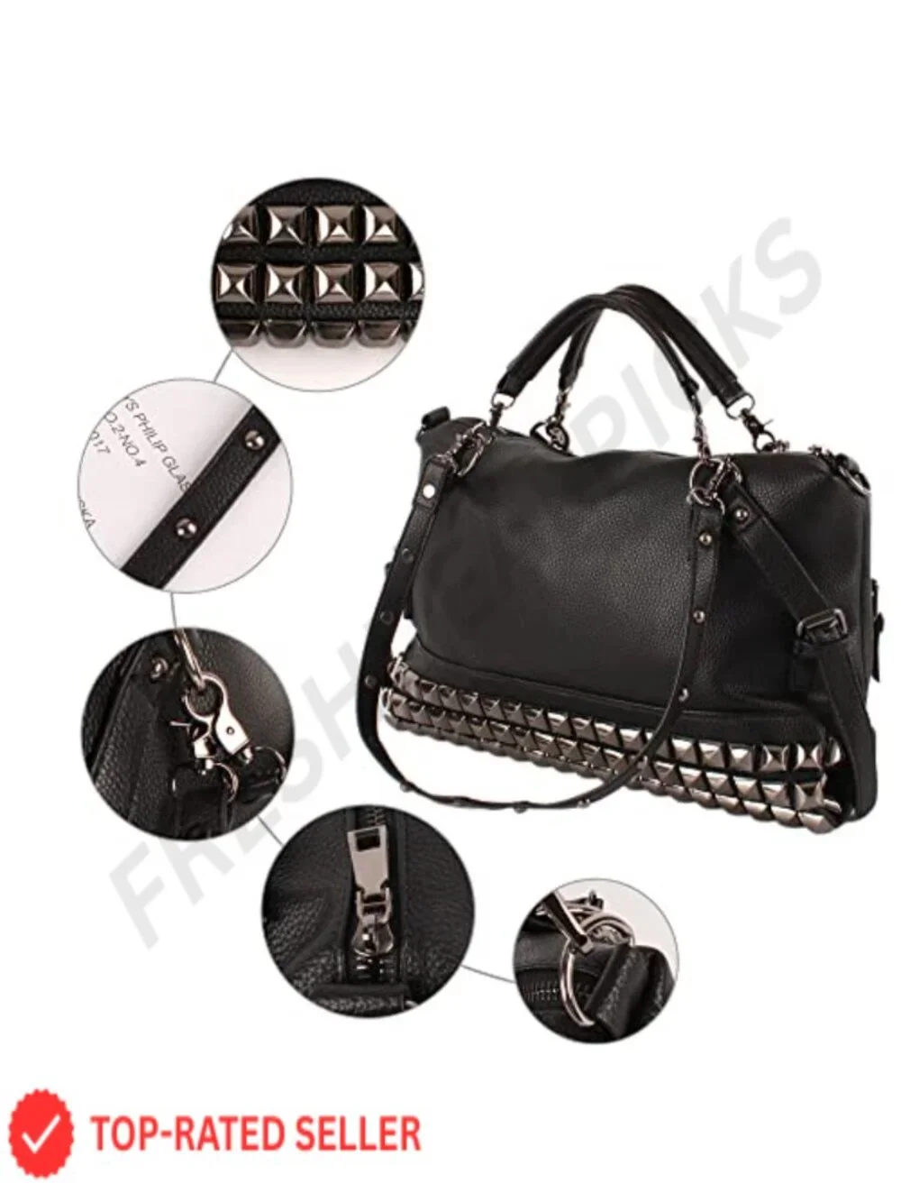 Women Punk Rivet Tote Satchel Handbags Large Capacity Studded Shoulder Bag